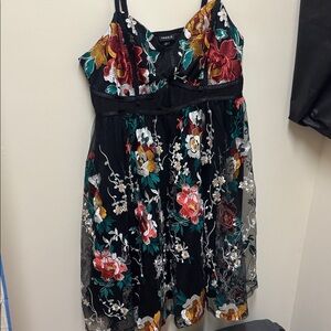 Torrid Black Dress with Multicolor Floral Embroidery